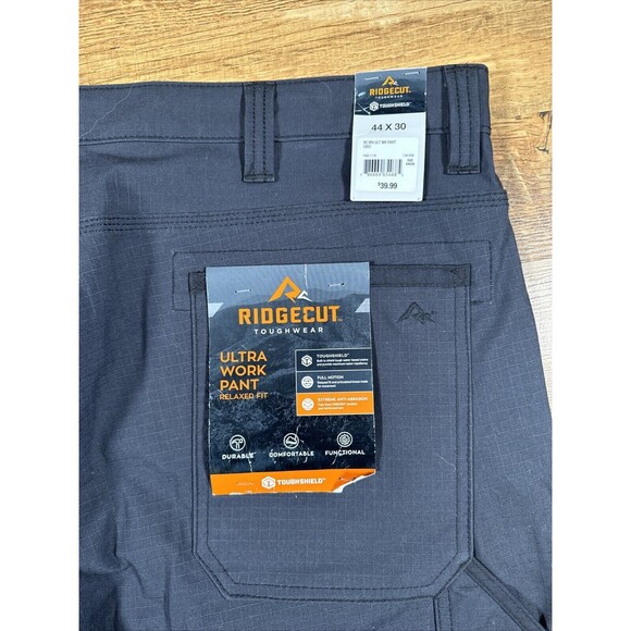 NWT Ridgecut Toughwear Ultra Work Pants‎ 44x30 Charcoal Gray Relaxed Fit Cotton - Picture 6 of 11